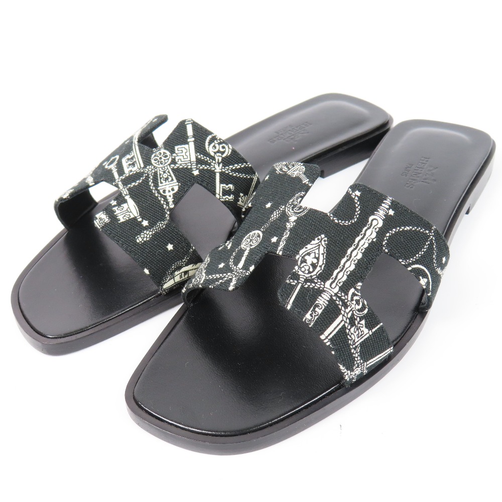 HERMESエルメスオランレザーサンダルホワイト37Hレディースサンダル