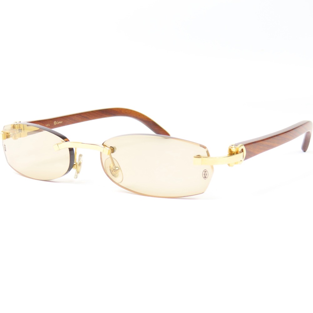 楽天市場】Cartier カルティエ ウッドテンプル メガネ リムレス 度あり