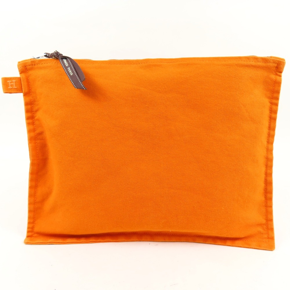 エルメス ボラボラ 小物入れ コスメ 化粧ポーチ ポーチ キャンバス オレンジ レディース【中古】美品 本物 HERMES