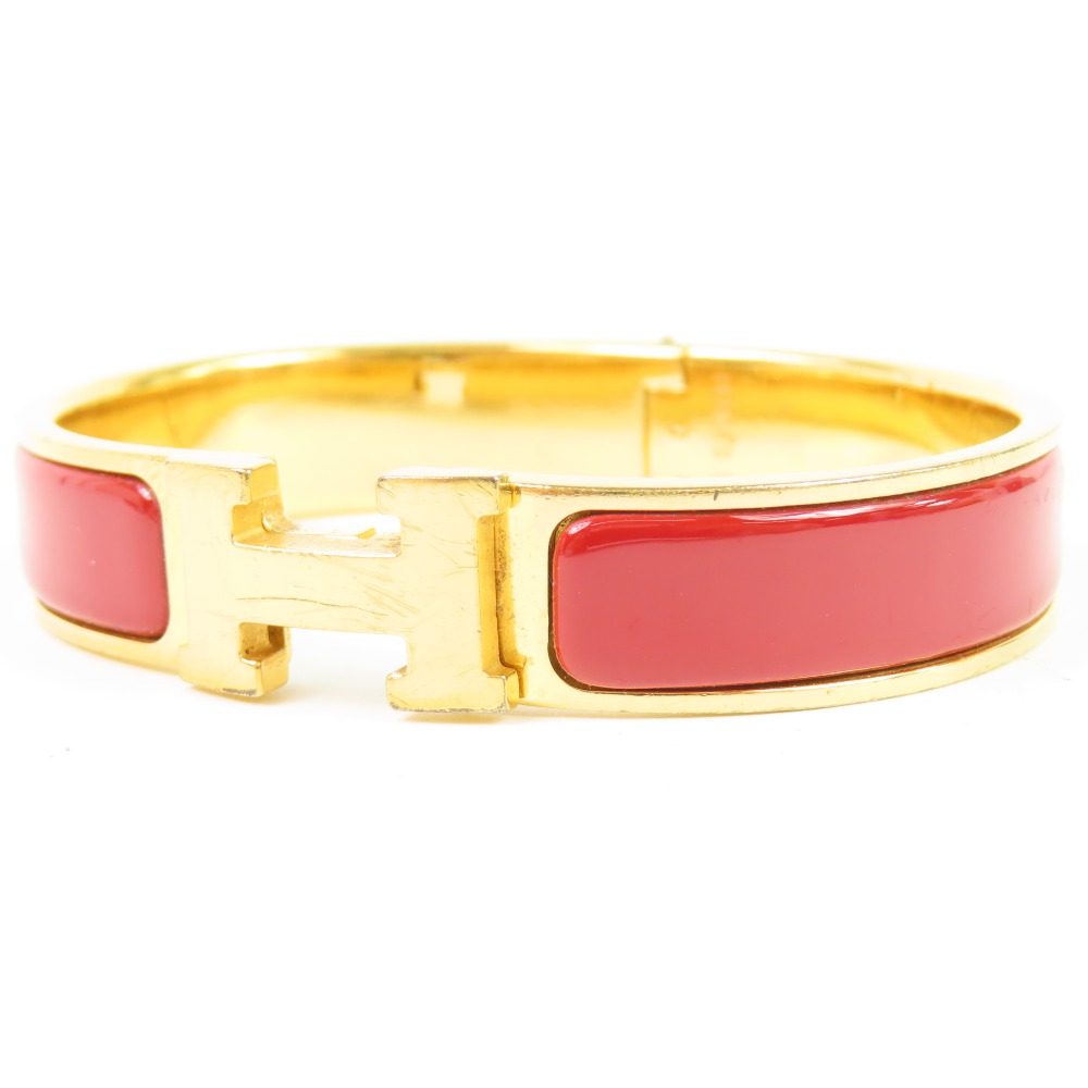 エルメス クリッククラック ブレスレット アクセサリー バングル メタル/エナメル ゴールド【中古】極美品 本物 HERMES