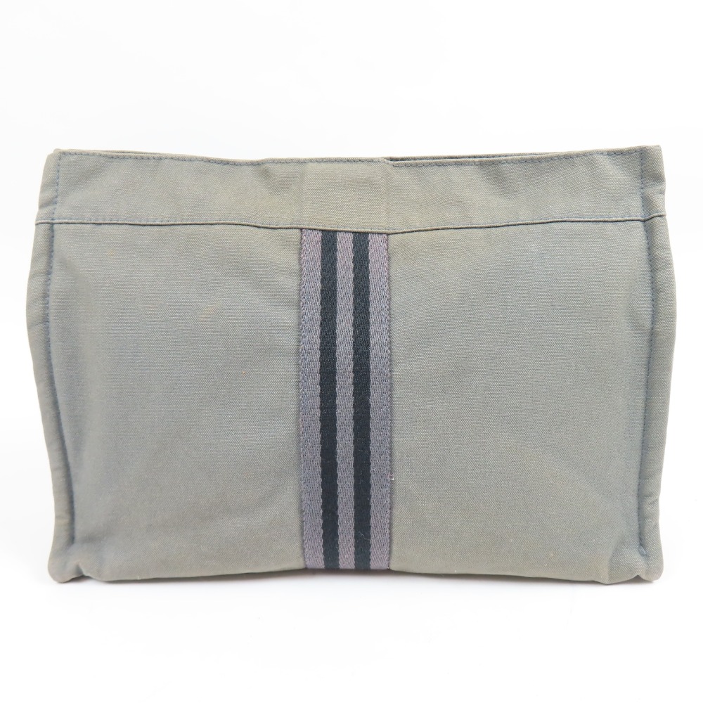 エルメス フールトゥ セカンドバッグ ヴィンテージ クラッチバッグ キャンバス グレー メンズ【中古】綺麗 本物 HERMES