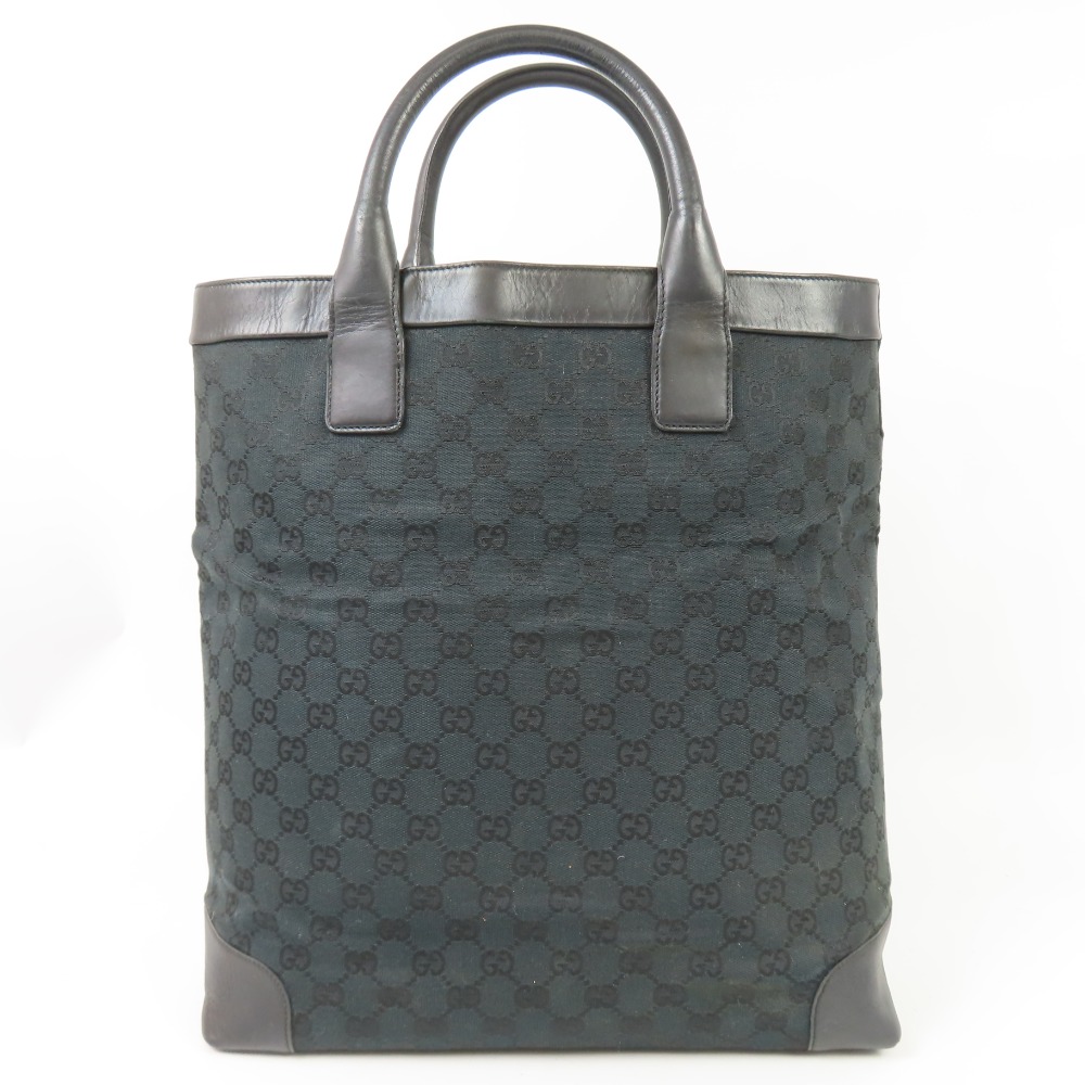 グッチ トートバッグ ヴィンテージ ハンドバッグ レザー/キャンバス ブラック レディース【中古】綺麗 本物 GUCCI
