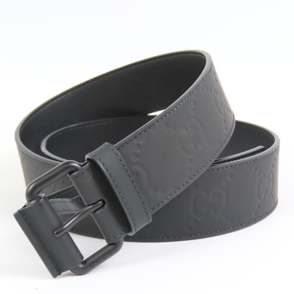 グッチ シマ 90/36 太ベルト ベルト レザー ブラック メンズ【中古】新品同様美品 本物 GUCCI