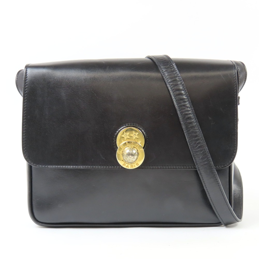 セリーヌ スターボール ロゴ ヴィンテージ ショルダーバッグ レザー ブラック レディース【中古】綺麗 本物 CELINE
