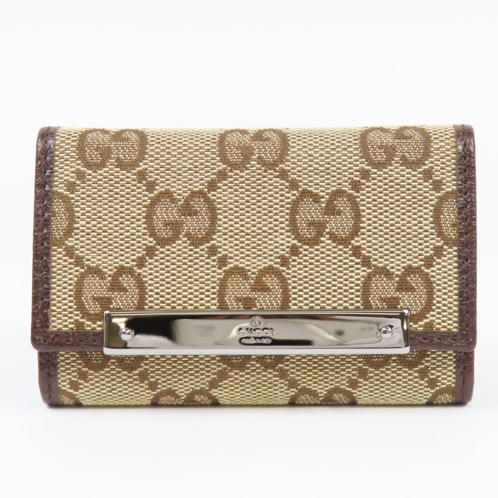 グッチ GG柄 6連 127048 キーケース GGキャンバス/レザー ブラウン レディース【中古】極美品 本物 GUCCI