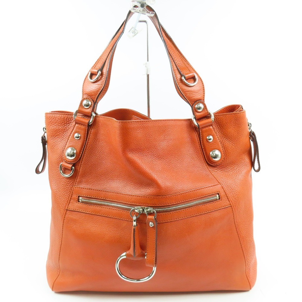 グッチ ホースビット トートバッグ ラージトート ショルダーバッグ レザー オレンジ【中古】綺麗 本物 GUCCI