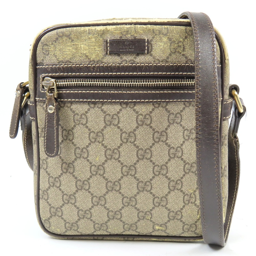 グッチ GG柄 斜め掛けOK ショルダーバッグ GGスプリームキャンバス/レザー ベージュ レディース【中古】 本物 GUCCI