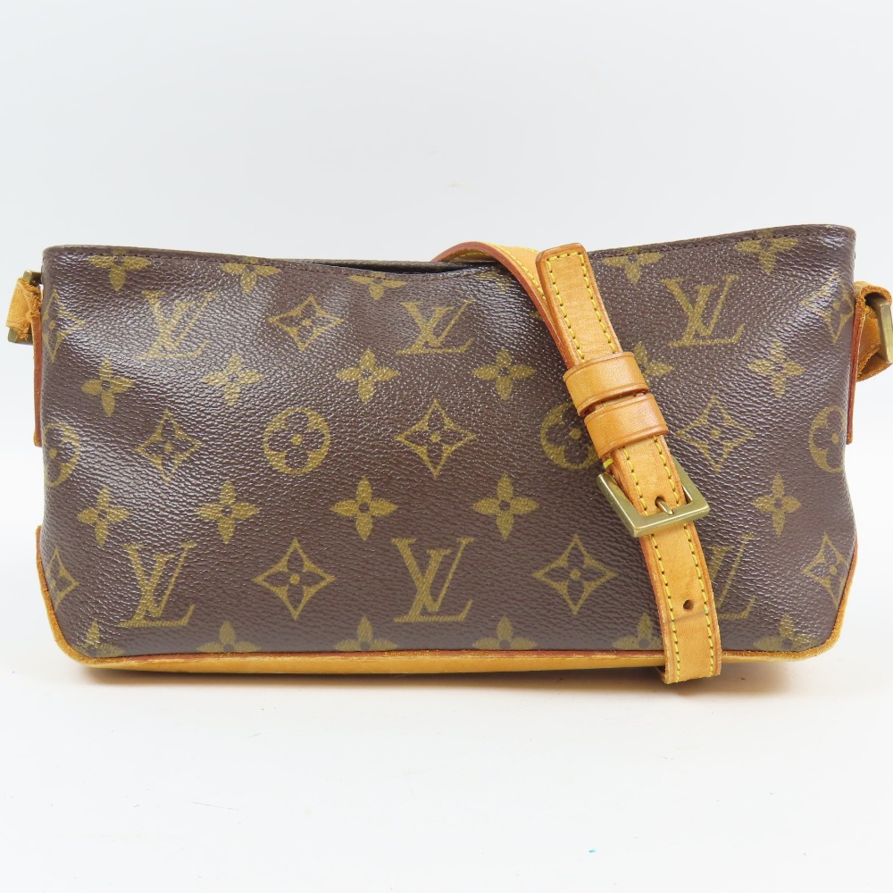 ルイヴィトン トロター ヴィンテージ モノグラム ショルダーバッグ PVC/ヌメ革 ブラウン レディース【中古】 本物 LOUIS VUITTON
