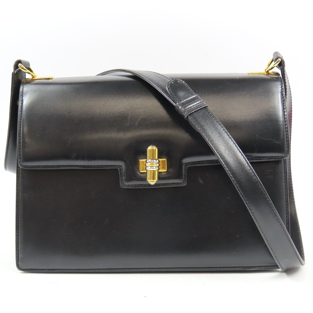 グッチ オールドグッチ G金具 ヴィンテージ ショルダーバッグ レザー ブラック レディース【中古】綺麗 本物 GUCCI