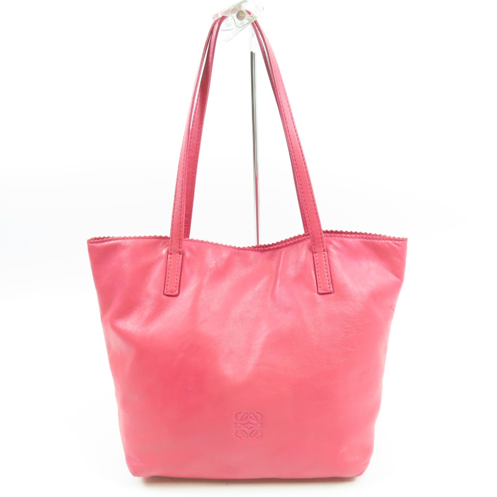 ロエベ アナグラム ショルダーバッグ トートバッグ/ナッパレザー ピンク レディース【中古】 本物 LOEWE