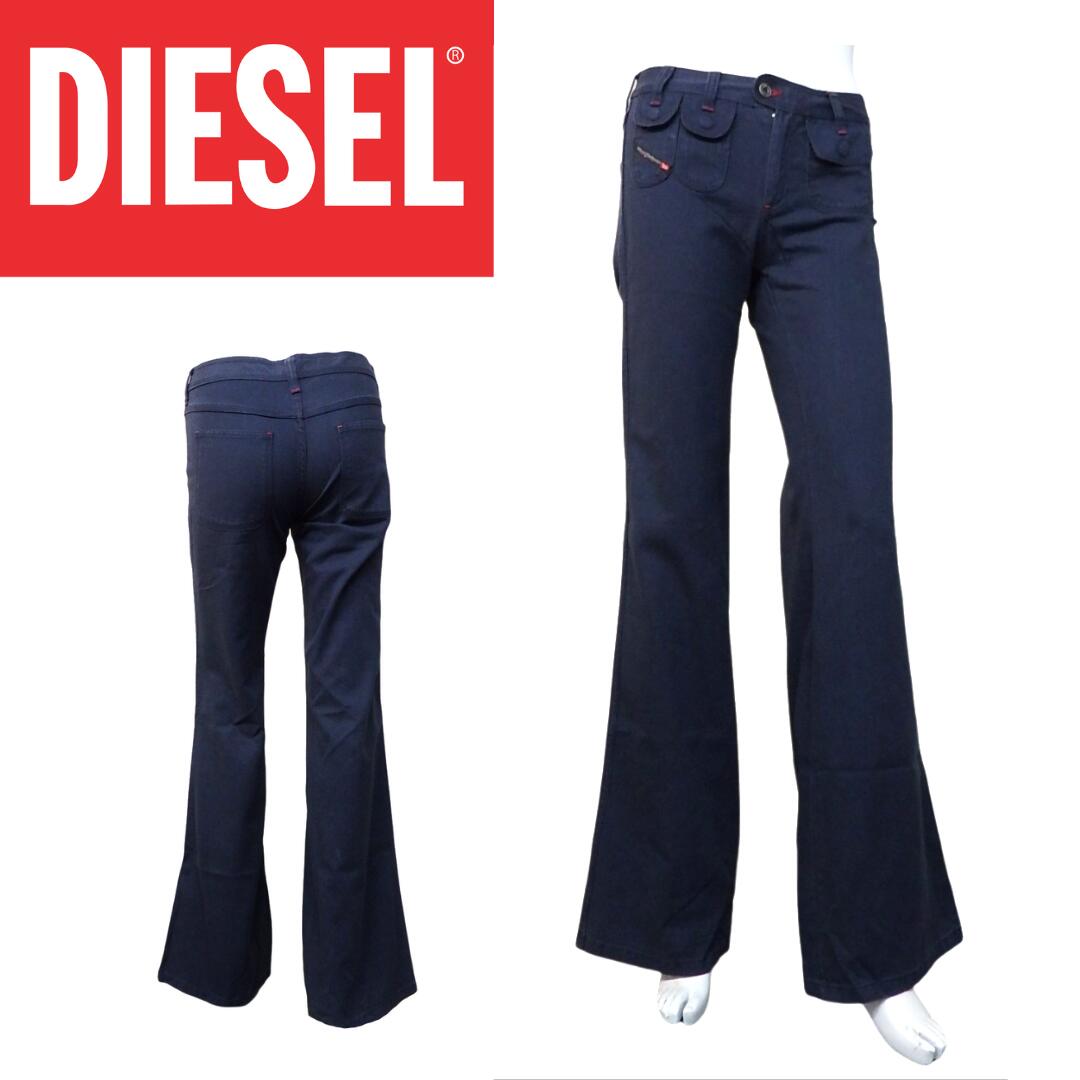DIESEL>>ディーゼル ロゴ プレート デミン フレア ジーンズ Diesel ウィメンズ デニム D-Akii ブーツカット フレア ジーンズ