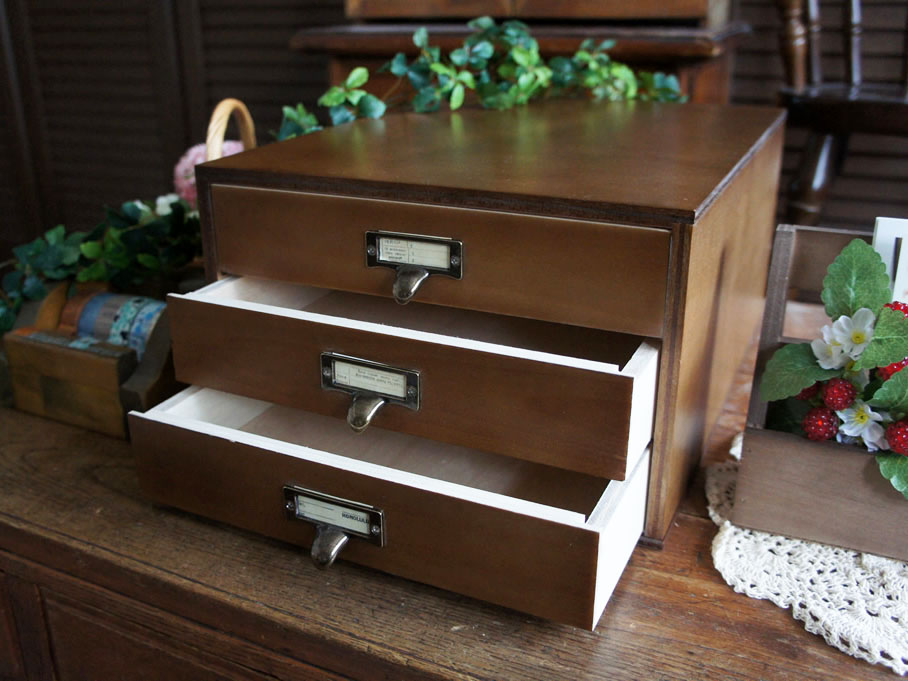 楽天市場】送料無料 4段書類ケース A4サイズ収納 アンティーク調 木製