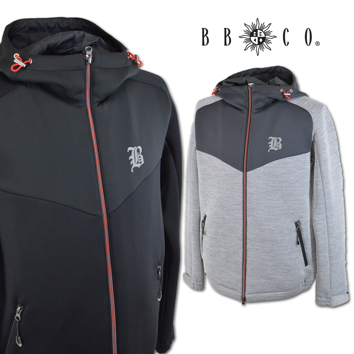 ビビコ ブルゾン メンズ 秋冬用 グレー 黒 L LL 15-3108-01 【 送料無料 】 [ BBCO パーカー パーカーブルゾン ダンボールニット 大きいサイズ ゴルフ かっこいい おしゃれ プレゼント ギフト golf アウター セール アウトレット アンジェロジャパン ]