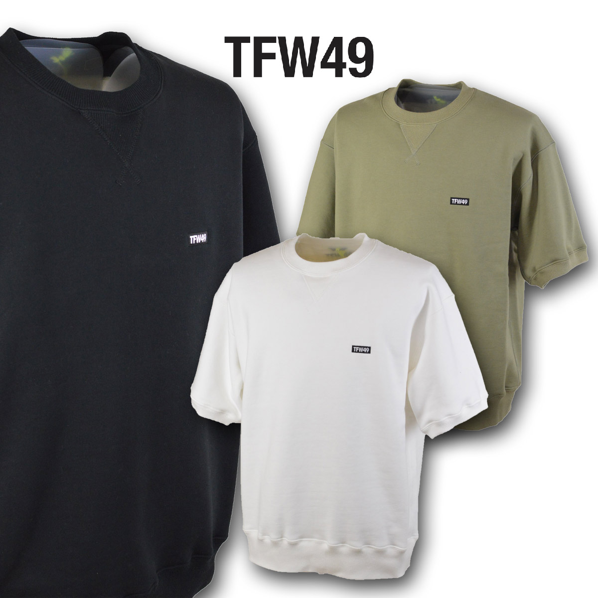 販売 TFW49 半袖プルオーバー メンズ 春夏用 白 黒 カーキ M L