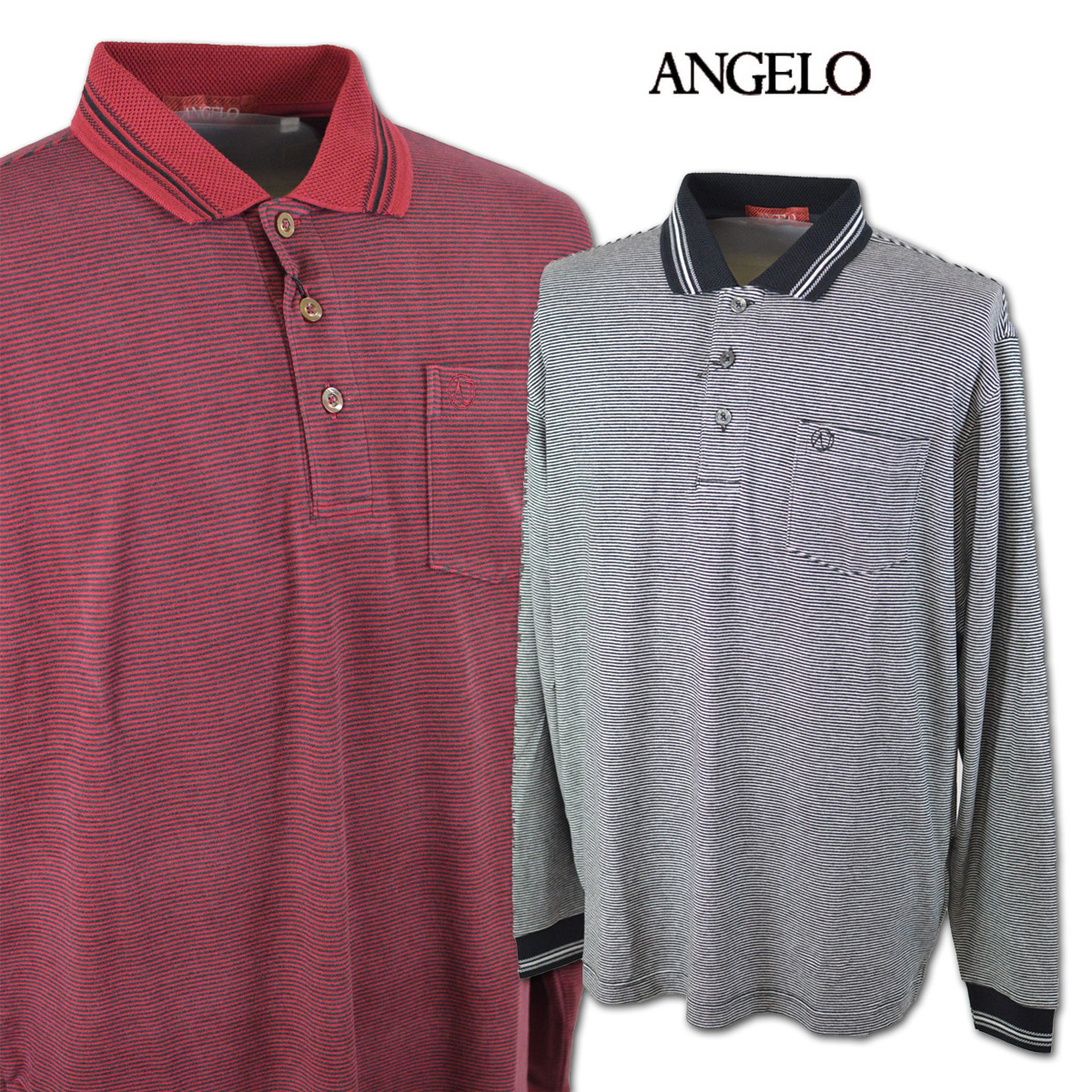 アンジェロ 長袖ポロシャツ メンズ 秋冬用 赤 黒 L LL 25-1804-04 【 送料無料 】 [ ANGELO 長袖 ポロシャツ ポロ 綿 コットン 大きいサイズ ゴルフ かっこいい おしゃれ プレゼント ギフト セール アウトレット アンジェロジャパン ]