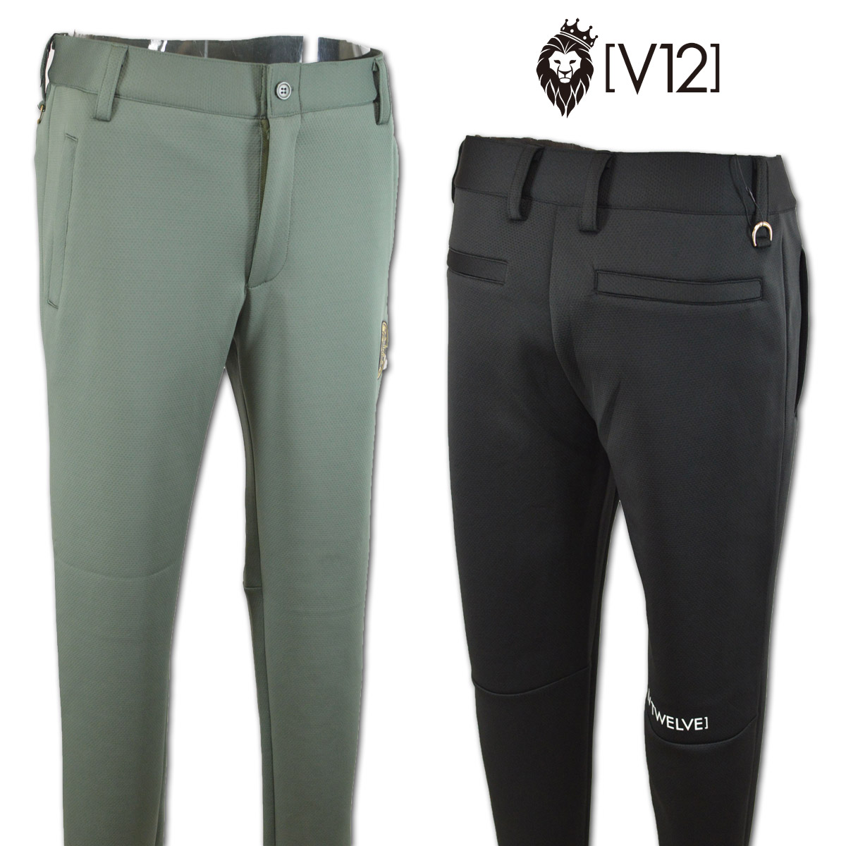 V12 パンツ メンズ 秋冬用 黒 オリーブ M L LL v122320pn09 【 送料無料 】[ ヴィトゥエルヴ GAME PANTS ストレッチ ギフト かっこいい golf ゴルフ プレゼント レア ]