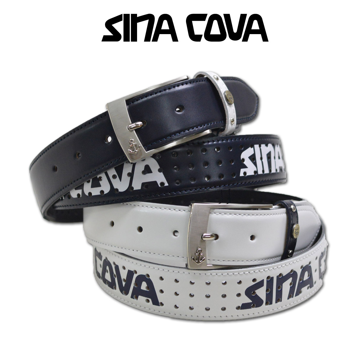 シナコバ  胴締め メンズ 白 紺 24176040\u003cBR\u003e【  貨物輸送無料 】[ SINACOVA 牛皮 革 なめし革 本革 ゴルフ 新作 運動競技 米国海兵隊員 今めかしい かっこいい 差し上げ物 sina cova 差し上げ物 golf 父の日 ]