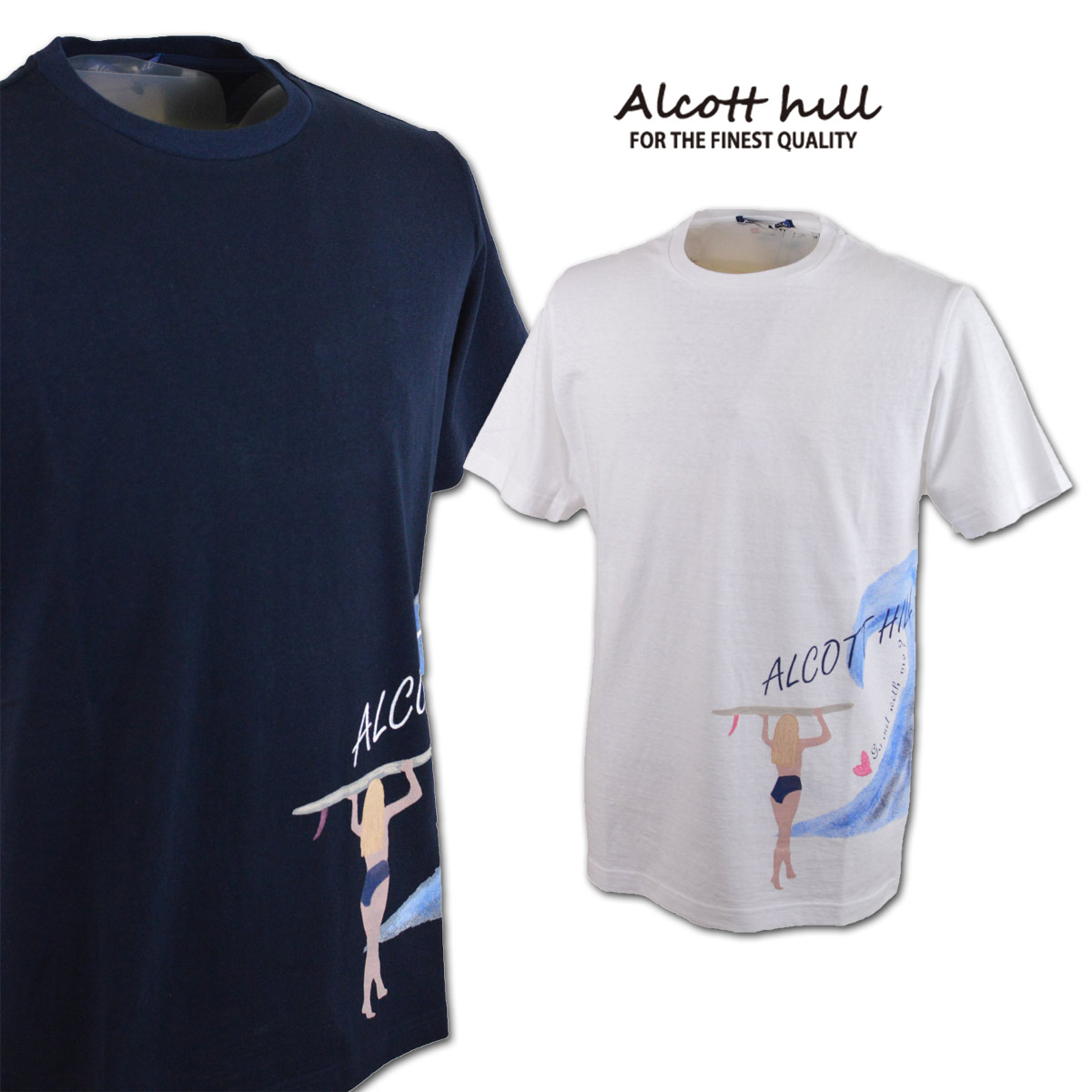 アルコットヒル 半袖ティーシャツ メンズ 春夏用 白 紺 M L LL 31-2504-10\u003cBR\u003e【  貨物輸送無料 】 [ Alcott hill 半袖 ティーシャツ 大層らしい大きさ 綿 かっこいい 今めかしい 差し上げ物 差し上げ物 大売り出し 逃げ口 父の日 ]