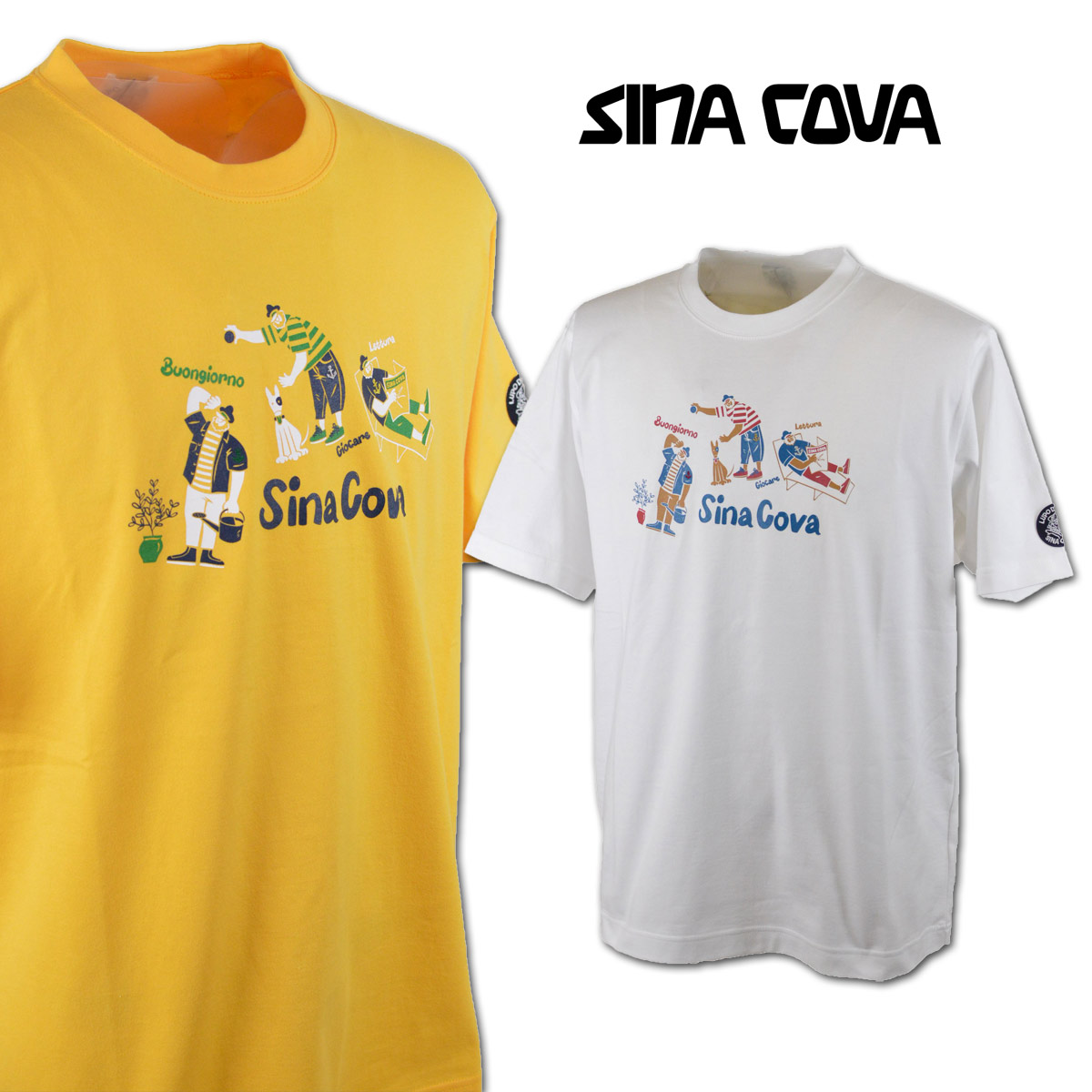 シナコバ 半袖Tシャツ メンズ 春夏用 白 イエロー M L LL 24120560【 送料無料 】[ SINACOVA 半袖 Tシャツ スポーツ ゴルフ マリン かっこいい おしゃれ sina cova プレゼント ギフト セール アウトレット ]｜ＲＯＵＮＤ ＯＶＥＲ