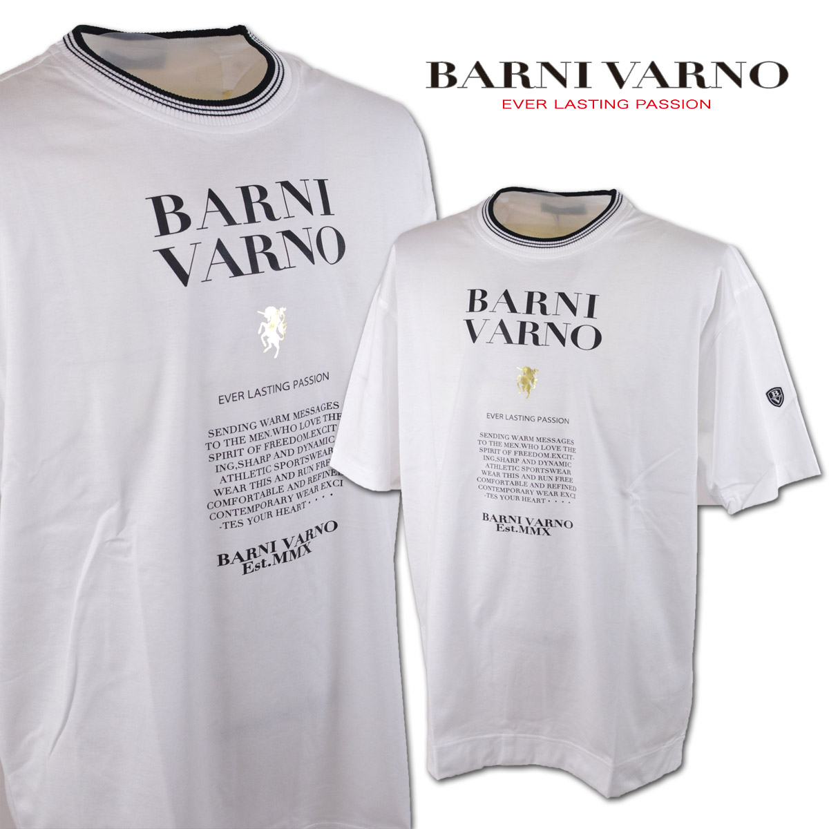 バーニヴァーノ 新作 半袖Tシャツ メンズ 春夏用 白 M L nth5038-01 【 送料無料 】[ BARNI VARNO バーニバーノ ヴァーノ 半袖 Tシャツ かっこいい おしゃれ 大きいサイズ プレゼント ギフト ]