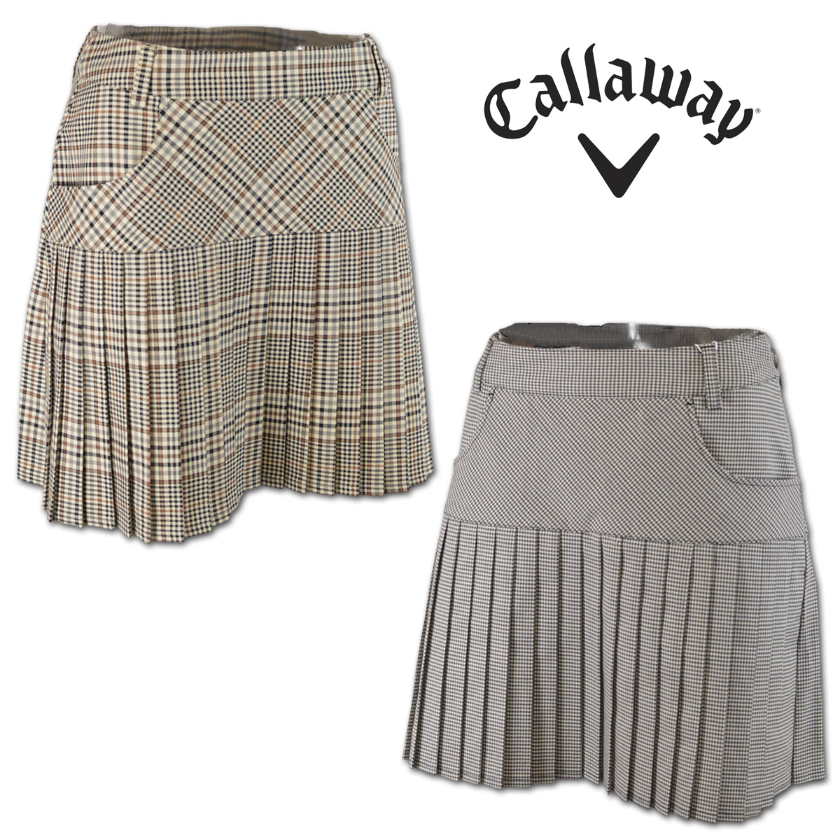 未使用　Callaway キャロウェイ スカート グレンチェック柄 ゴルフウェア Callaway キャロウェイ ゴルフウェア C23228214 8WAY ストレッチ