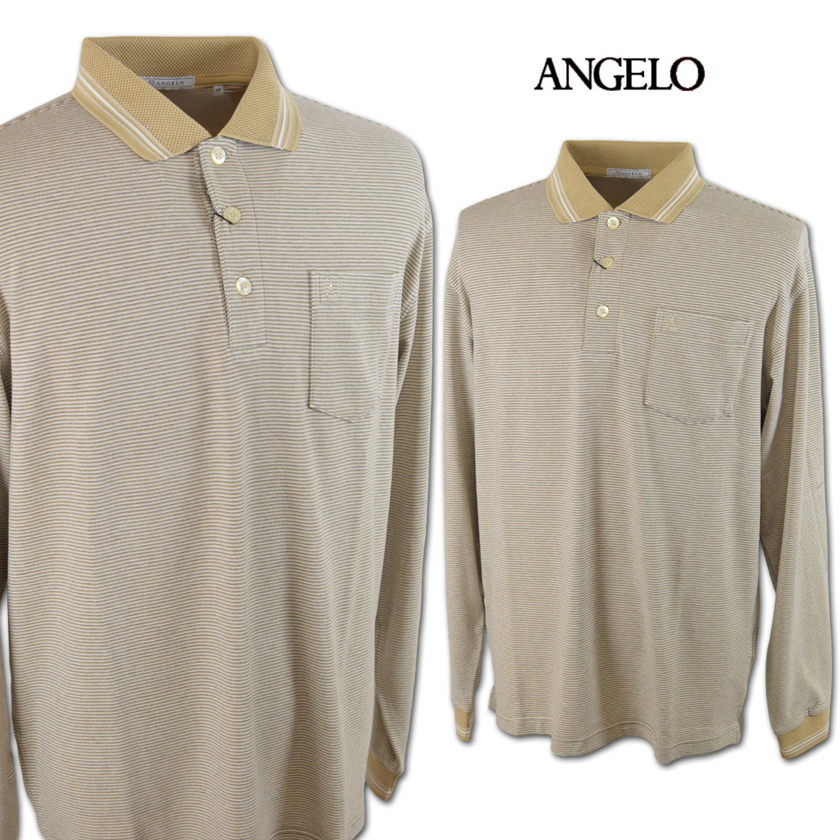 アンジェロ 長袖ポロシャツ メンズ 秋冬用 ベージュ L LL 35-1805-04-21【 送料無料 】 [ ANGELO 長袖 ポロシャツ ポロ 大きいサイズ ゴルフ かっこいい おしゃれ プレゼント ギフト 夏 セール アウトレット アンジェロジャパン ]｜ＲＯＵＮＤ ＯＶＥＲ