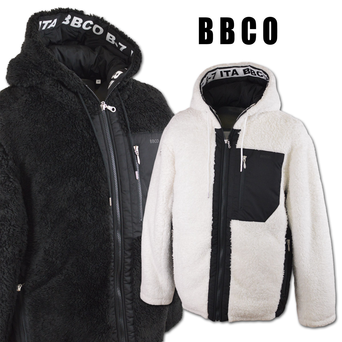 BBCO ビビコ ブルゾン メンズ 秋冬用 白 黒 M L LL 35-3117-01【 送料無料 】 [ BBCO 長袖 中綿 大きいサイズ ボア 防寒 かっこいい おしゃれ プレゼント ギフト セール アウトレット アウター アンジェロジャパン ]｜ＲＯＵＮＤ ＯＶＥＲ