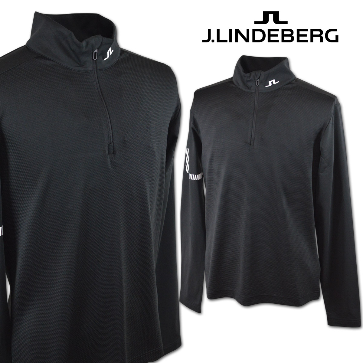 J.リンドバーグ 長袖ハーフジップシャツ メンズ 春夏用 黒 M L 071-33213-19 【 送料無料 】 [ J.LINDEBERG Jリンドバーグ ジェイリンドバーグ ゴルフ ウェア ゴルフウェア 長袖 シャツ 吸汗速乾 ポロ ギフト プレゼント 夏 セール アウトレット ]