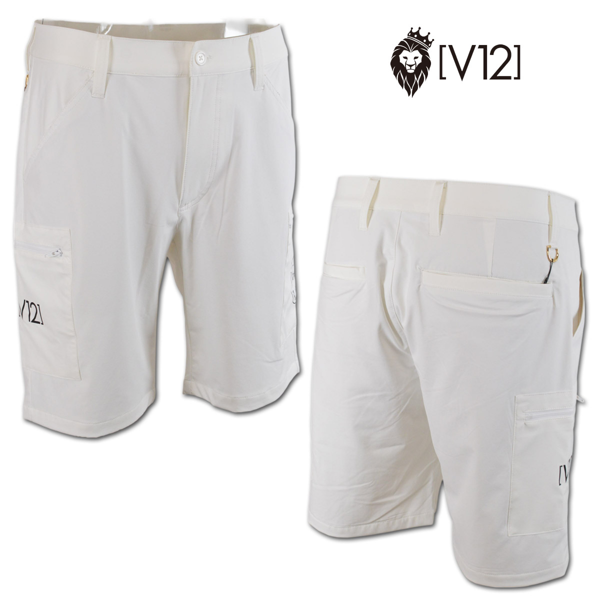 V12 ショートパンツ メンズ 春夏用 白 M L LL v122510hp06 【 送料無料 】[ ヴィトゥエルヴ パンツ 短パン SWP SHORTS ギフト かっこいい コンペ 賞品 golf ゴルフ 新作 プレゼント レア 紳士 ハーフパンツ 夏 ]