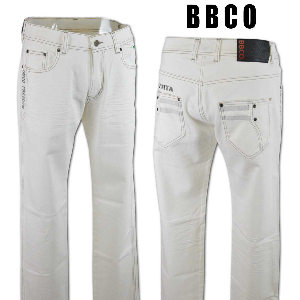 BBCO ビビコ ジーンズ メンズ 秋冬用 白 W79 W82 W85 W95 W100 45-5301-01n-01 【 送料無料 】 [ ジーパン デニム 大きいサイズ ゴルフ かっこいい おしゃれ プレゼント ギフト セール アウトレット アンジェロジャパン ]