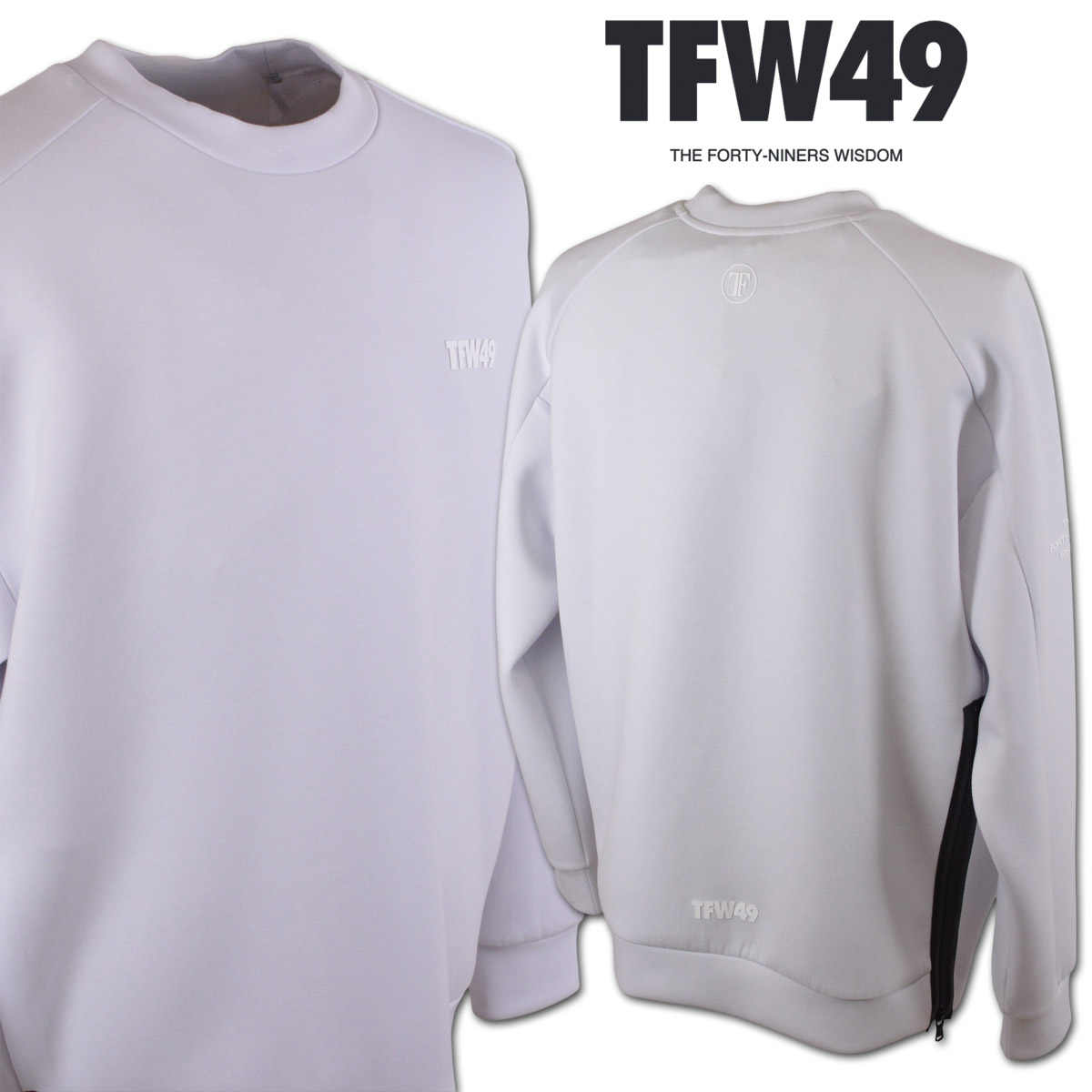 TFW49 メンズゴルフシャツ Mサイズ ホワイト/グレー TFW49 - RELAX MOCK NECK T | モックネックシャツ | ホワイト