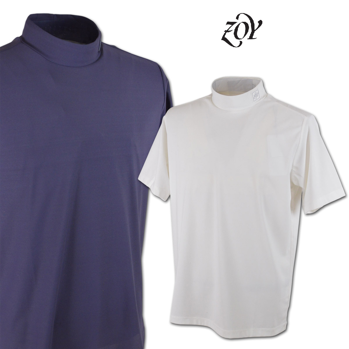 ZOY 半袖ハイネックシャツ メンズ 春夏用 白 紺 M L LL 071462000 【 送料無料 】[ ゾーイ ゾイ ゴルフウェア 半袖 シャツ ハイネック ゴルフ かっこいい おしゃれ golf 高級 レア プレゼント ギフト 即納 ]