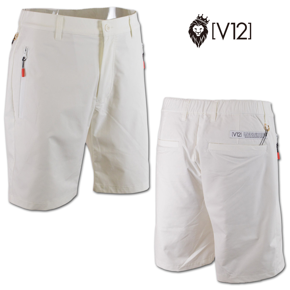 V12 ゴルフ ショートパンツ メンズ 春夏用 白 M L LL v122610hp06 【 送料無料 】[ ヴィトゥエルヴ パンツ ハーフパンツ 短パン COLOR PULL SHORTS ギフト かっこいい golf ゴルフウェア 新作 プレゼント 夏 ]