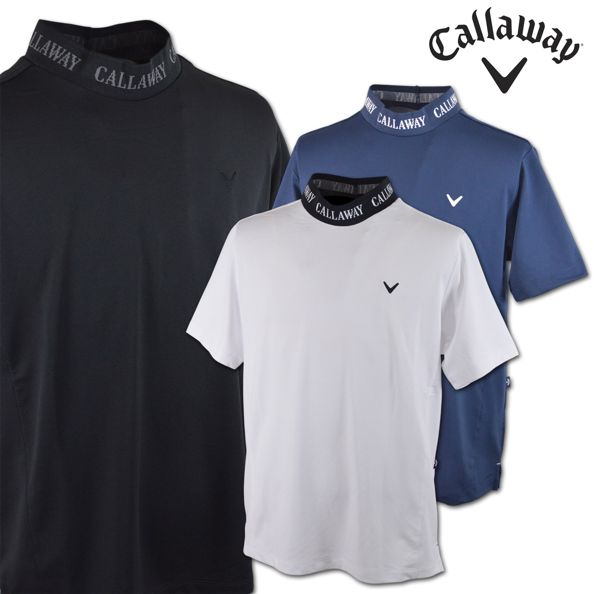 キャロウェイ 半袖ハイネックシャツ メンズ 春夏用 黒 白 紺 M L LL c26134105<br>【  送料無料 】[ Callaway ゴルフウェア ウェア 半袖 ハイネックシャツ モックネック モックシャツ 新作 ギフト プレゼント 半袖モック 父の日 ]