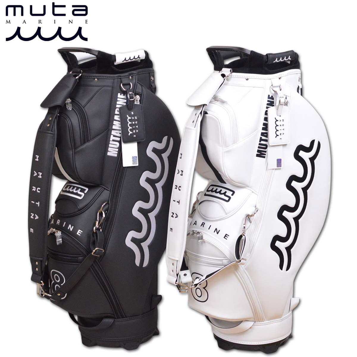 muta キャディバッグ ヘッドカバーセット メンズ レディース 白 黒 8.5インチ mgad749119【 送料無料 】[ ムータ マリン marine golf ゴルフ キャディバック ゴルフバッグ 8.5型 ヘッドカバー レア プレゼント ギフト キャディーバッグ ]｜ＲＯＵＮＤ ＯＶＥＲ