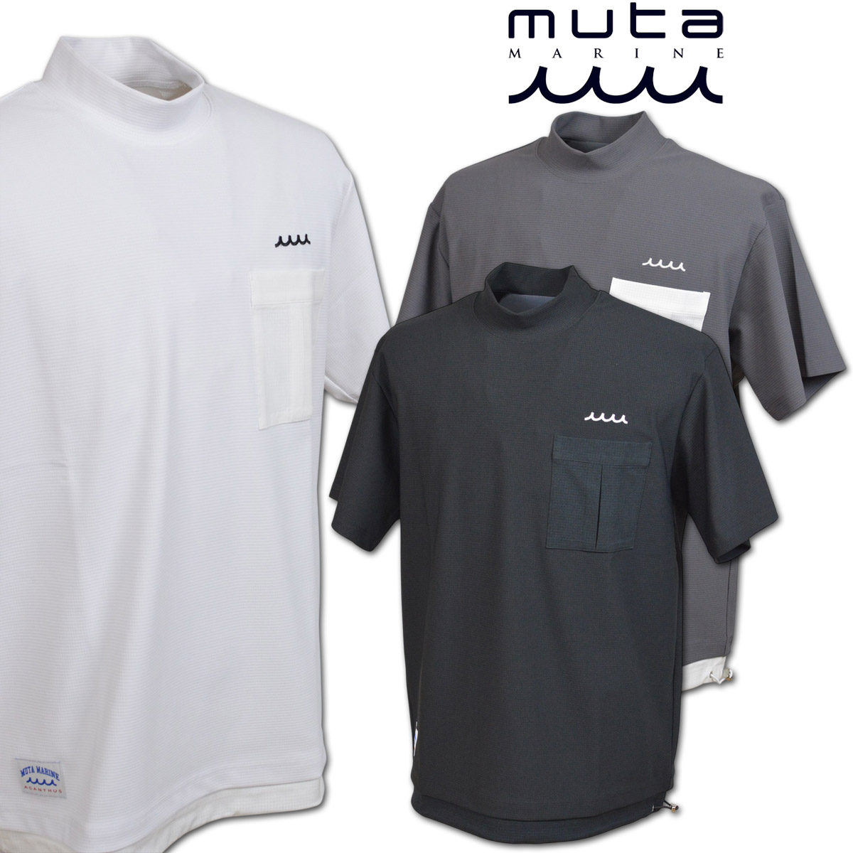 muta 半袖ハイネックプルオーバー メンズ 春夏用 黒 薄墨色 白 M L LL mmacma2618\u003cBR\u003e【  貨物輸送無料 】[ ムータ 米国海兵隊員 marine ACANTHUS アカンサス 半袖 ハイネックプルオーバー かっこいい ゴルフ golf 差し上げ物 差し上げ物 モックネック 半袖モック Mesh Mockneck 父の日 ]