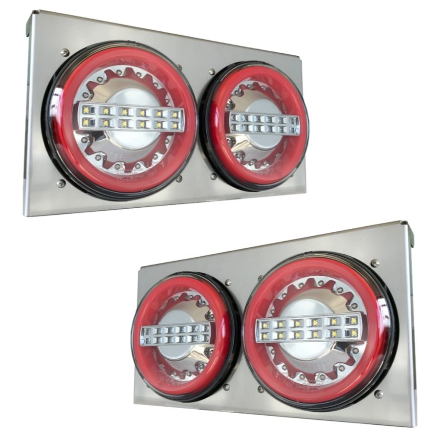 12v 24v LED丸型 トラックテール10連　小型丸型テール　セット　クリア 楽天市場】12v 24v トラック用 2連 LED クリアレンズ 丸型