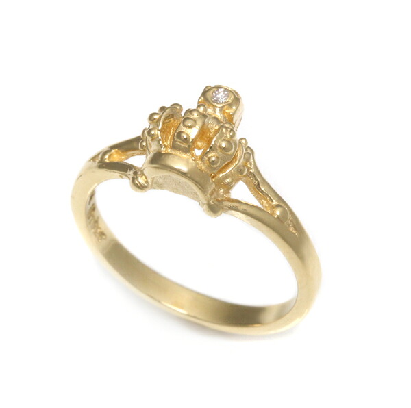 【お見積もり商品】ロイヤルオーダー【公式】【リング】ANGELIQUE CROWN BAND W/1 DIAMOND IN CROSS 18K YELLOWGOLD|ロイヤルオーダーストア