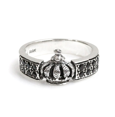 ロイヤルオーダー【公式】【リング】 Demi Band Crown Ring w/ Pave Onyx 35,750円