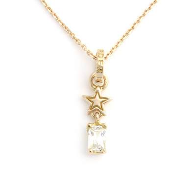 ロイヤルオーダー【公式】【ペンダント】 Starshine w/ CZ Drop & Jumpring CLEAR 18K PINKGOLD(チェーン別売り) 【ROYAL ORDER】
