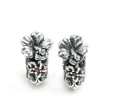 ロイヤルオーダー【公式】【イヤリング/ピアス】HIBISCUS ROUND W.PLUMERIA & CZ(1個単位)【ロイヤルオーダーピアス】|ロイヤルオーダーストア