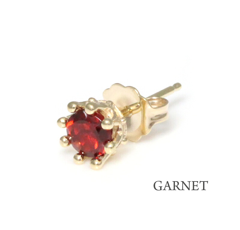 【お見積もり商品】ロイヤルオーダー【公式】TINY CROWN STONE STUDS 10k GARNET(1個単位)【ロイヤルオーダーイヤリングピアス】 【ROYAL ORDER】|ロイヤルオーダーストア
