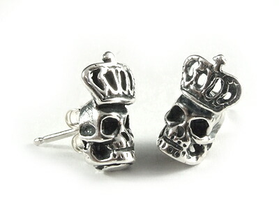 ロイヤル購入注文【堅苦しさ】【イヤリング/ピアス】TINY SKULL w CROWN w STUD(1個ユニット)【ロイヤルオーダーイヤリングピアス】