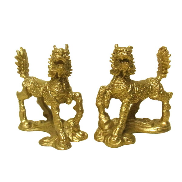 楽天市場】銅製双麒麟ミニ 5.5cm 金Y4−3【送料無料】（沖縄別途700円