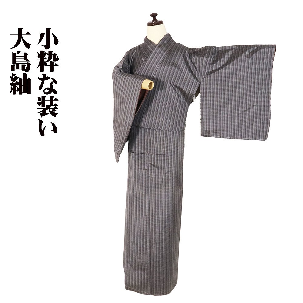 楽天市場】＼ 20％offクーポン ／ 大島紬 袷 正絹 グレー 薄グレー
