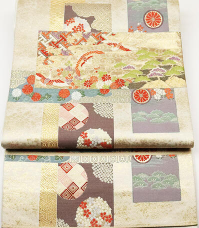 ＼ 20％offクーポン ／ 留袖用 袋帯 正絹 薄緑 金引き箔 鶴 松竹梅 襖絵文 Mサイズ F4415 美品 公式行事 リサイクル 中古 レディース オールシーズン 仕立て上がり 成人式 入学式 卒業式 結婚式まとめ買い 在庫限 ギフト 激安 まとめ買い 在庫限り 送料無料 ギフト｜さかえや着物
