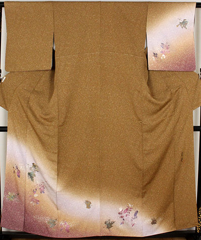 ＼ 20％offクーポン ／ ＼ 特売品 ／ 【一点物】訪問着★正絹★金箔焼き加工紅葉　ki19686【美品】【中古】まとめ買い 在庫限り ギフト 激安 まとめ買い 在庫限り 当日発送 即納 最強翌日配送 送料込み＼ 母の日 ギフト ／