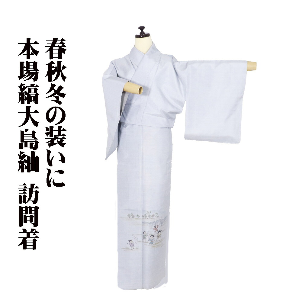 ＼ 20％offクーポン券 ／ 福井氏作 発祥地縞大島紬 短い訪問着 袷 正絹 ともし火薄墨色 しゃぼん玉 童 13号 SS大きさ ki30999 未当て嵌める品 差し上げ物 30代 40代 50代 貨物輸送無料  差し上げ物 差し上げ物