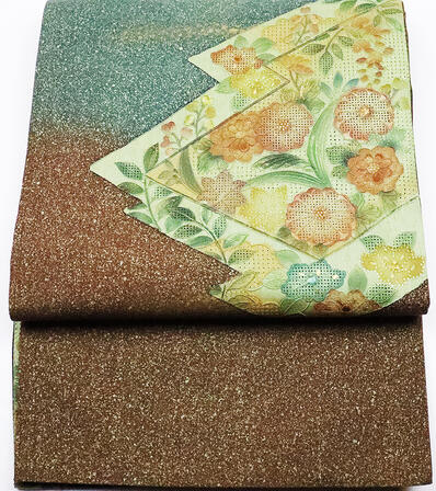 ＼ 20％offクーポン ／ お洒落訪問着用 紬織 袋帯 正絹 緑 茶 汕頭刺繍 菊 椿 Mサイズ F4512 新品 着物 お出かけ用 レディース オールシーズン 仕立て上がり 成人式 入学式 卒業式 結婚式まとめ買い 在庫限 ギフト 激安 まとめ買い 在庫限り 最強翌日配送 送料無料