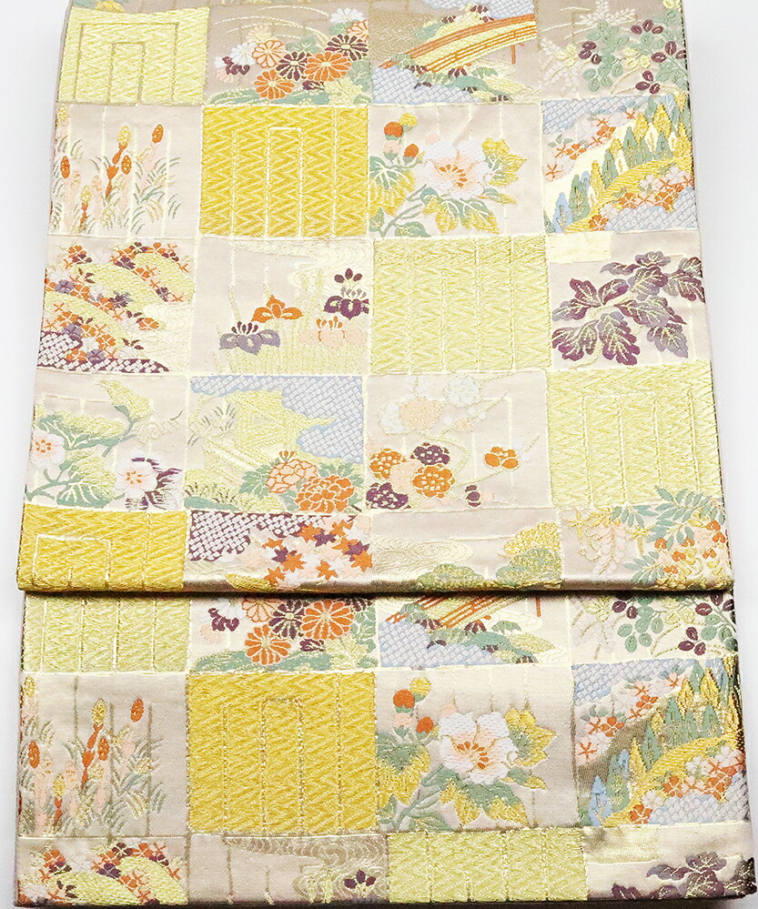 ＼ 20％offクーポン ／ 留袖用 袋帯 正絹 松竹梅 蘭 源氏香 格子縞 Mサイズ F4993 美品 レディース 入学式 卒業式 結婚式 オールシーズン 仕立て上がり まとめ買い 在庫限り ギフト 激安 まとめ買い 在庫限り 当日発送 即納 最強翌日配送 送料無料